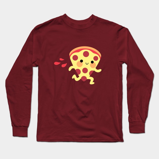 Cute running pizza slice Long Sleeve T-Shirt by petitspixels